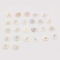 Shell Pendants Freshwater Shell with Zinc Alloy Round epoxy gel letters are from A to Z Sold By PC