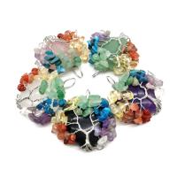 Gemstone šperky náhrdelník, Přírodní kámen, s Gemstone Chips & Mosaz, Tree of Life, platinové barvy á, různé materiály pro výběr & pro ženy, více barev na výběr, 50mm, Délka Cca 19.69 inch, Prodáno By PC