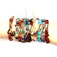 Gemstone Bracelets Natural Stone with Gemstone Chips & Trumpet Shell & Iron iron lobster clasp with 1.97Inch extender chain Shell gold color plated & Unisex Length Approx 8.66 Inch Sold By PC