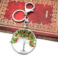 Bag Purse Charms Keyrings Keychains Natural Stone with Brass & Iron Tree platinum color plated Unisex 52mm Sold By PC