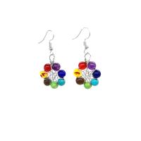 Natural Gemstone Earrings Natural Stone with Zinc Alloy zinc alloy earring hook platinum color plated & for woman 30mm Sold By Pair