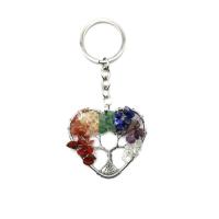 Bag Purse Charms Keyrings Keychains Natural Stone with Brass & Iron Heart platinum color plated & Unisex 52mm Sold By PC