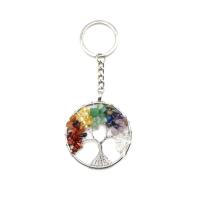 Bag Purse Charms Keyrings Keychains Natural Stone with Brass & Iron Tree platinum color plated & Unisex 50mm Sold By PC