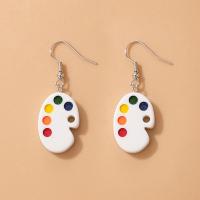 Resin Earring, with Iron, iron earring hook, plated, for woman, more colors for choice, 16x45mm, Sold By Pair