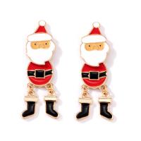 Christmas Earrings Zinc Alloy zinc alloy post pin Santa Claus gold color plated for woman & enamel red nickel lead & cadmium free Sold By Pair