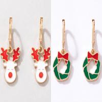 Christmas Earrings Zinc Alloy gold color plated & for woman & enamel nickel lead & cadmium free Sold By Pair