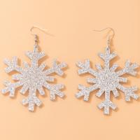 Acrylic Jewelry Earring, with Tibetan Style, Snowflake, platinum color plated, for woman, more colors for choice, 66x89mm, Sold By Pair