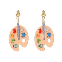 Rhinestone Earring Zinc Alloy Guitar gold color plated enamel & with rhinestone mixed colors nickel lead & cadmium free Sold By Pair