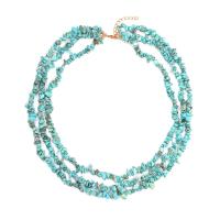 Fashion Turquoise Necklace, with Tibetan Style, with 1.97 extender chain, gold color plated, three layers & fashion jewelry, mixed colors, nickel, lead & cadmium free, Length:18.9 Inch, Sold By PC