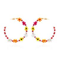 Seedbead Stud Earring with Zinc Alloy gold color plated fashion jewelry mixed colors Sold By Pair