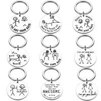 Stainless Steel Key Clasp, Round, silver color plated, different styles for choice & enamel, silver color, 25mm,30mm, Sold By PC
