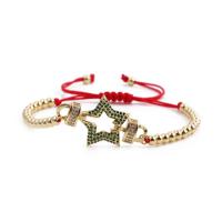 Cubic Zirconia Micro Pave Brass Bracelet with Nylon Cord Star gold color plated fashion jewelry & adjustable & micro pave cubic zirconia nickel lead & cadmium free 180-210mm Sold By PC