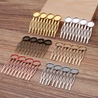 Brass Decorative Hair Comb Finding, with Iron, plated, DIY, mixed colors, nickel, lead & cadmium free, 55x40mm,35mm,12mm, 6PCs/Bag, Sold By Bag