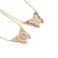 Cubic Zircon Micro Pave Brass Necklace, Butterfly, gold color plated, different styles for choice & micro pave cubic zirconia, golden, nickel, lead & cadmium free, Length:15.75 Inch, Sold By PC