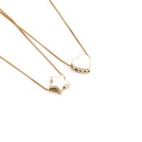 Brass Necklace, gold color plated, different styles for choice & enamel, golden, nickel, lead & cadmium free, Length:15.75 Inch, Sold By PC