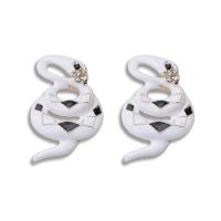 Zinc Alloy Stud Earring Snake gold color plated for woman & enamel & with rhinestone nickel free Sold By Pair