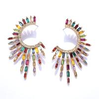 Rhinestone Earring Zinc Alloy Dome gold color plated Bohemian style & for woman & with rhinestone nickel free Sold By Pair
