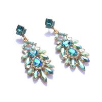 Rhinestone Earring Zinc Alloy Geometrical Pattern gold color plated for woman & with rhinestone nickel free Sold By Pair