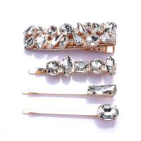 Hair Slide, Tibetan Style, plated, 4 pieces & for woman & with rhinestone, 63x20mm, 59x15mm, 62x7mm, 63x10mm, Sold By Set