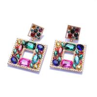 Rhinestone Earring Zinc Alloy Geometrical Pattern plated for woman & with rhinestone & hollow Sold By Pair