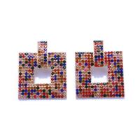 Strass Ohrring, Zinklegierung, Geometrisches Muster, plattiert, für Frau & mit Strass & hohl, keine, 43x52mm, verkauft von Paar