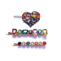 Hair Slide, Tibetan Style, with Glass Rhinestone, plated, three pieces & for woman & with rhinestone, 60x36mm, 90x15mm, 68x8mm, Sold By Set