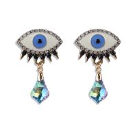 Rhinestone Earring Zinc Alloy with Glass Evil Eye gold color plated for woman & enamel & with rhinestone nickel free Sold By Pair