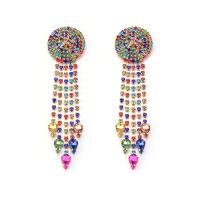 Fashion Fringe Earrings, Tibetan Style, Tassel, plated, for woman & with rhinestone, more colors for choice, 30x125mm, Sold By Pair