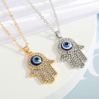 Evil Eye Jewelry Necklace Zinc Alloy with 1.96inch extender chain Hamsa plated oval chain & for woman & with rhinestone nickel lead & cadmium free Length Approx 19.6 Inch Sold By PC