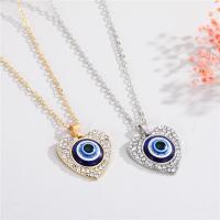 Evil Eye Jewelry Necklace Zinc Alloy with 1.96inch extender chain Heart plated Unisex & oval chain & with rhinestone 25mm Length Approx 19.6 Inch Sold By PC