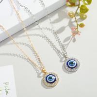 Evil Eye Jewelry Necklace, Tibetan Style, with 1.96inch extender chain, plated, Unisex & oval chain & with rhinestone, more colors for choice, nickel, lead & cadmium free, 14mm, Length:Approx 19.6 Inch, Sold By PC