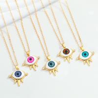 Evil Eye Jewelry Necklace Zinc Alloy with Resin with 1.96inch extender chain gold color plated Unisex & oval chain & with rhinestone Length Approx 19.6 Inch Sold By PC