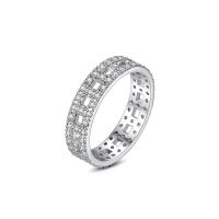 Cubic Zirconia Micro Pave Brass Ring, platinum color plated, different size for choice & micro pave cubic zirconia & hollow, 4.70mm, Sold By PC