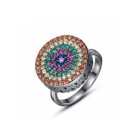 Cubic Zirconia Micro Pave Brass Ring platinum color plated Adjustable & micro pave cubic zirconia 16.60mm Sold By PC