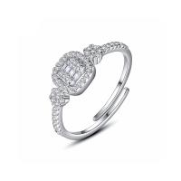 Cubic Zirconia Micro Pave Brass Ring, platinum color plated, Adjustable & micro pave cubic zirconia, 7.10mm, Sold By PC