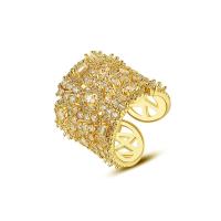 Cubic Zirconia Micro Pave Brass Ring plated Adjustable & micro pave cubic zirconia 18.80mm Sold By PC