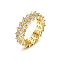 Cubic Zirconia Micro Pave Brass Ring, gold color plated, different size for choice & micro pave cubic zirconia, 5.80mm, Sold By PC