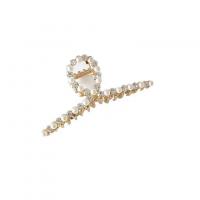 Hair Claw Clips, Tibetan Style, with Plastic Pearl, gold color plated, different styles for choice & with rhinestone, Sold By PC