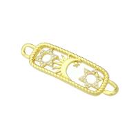 Cubic Zirconia Micro Pave Brass Connector, gold color plated, micro pave cubic zirconia & hollow, 39x11x2mm, Hole:Approx 3mm, 10PCs/Lot, Sold By Lot