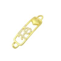 Cubic Zirconia Micro Pave Brass Connector, gold color plated, micro pave cubic zirconia & hollow, 42x10x3mm, Hole:Approx 3mm, 10PCs/Lot, Sold By Lot