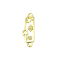 Cubic Zirconia Micro Pave Brass Connector, gold color plated, micro pave cubic zirconia & hollow, 41x13x3mm, Hole:Approx 3mm, 10PCs/Lot, Sold By Lot