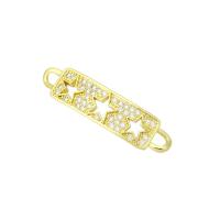 Cubic Zirconia Micro Pave Brass Connector, gold color plated, micro pave cubic zirconia & hollow, 38x9x12mm, Hole:Approx 3mm, 10PCs/Lot, Sold By Lot