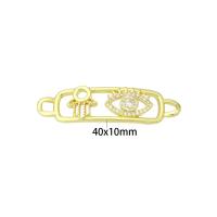 Cubic Zirconia Micro Pave Brass Connector, gold color plated, micro pave cubic zirconia & hollow, 40x10x3mm, Hole:Approx 3mm, 10PCs/Lot, Sold By Lot