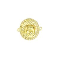 Цирконий Micro Pave Латунный разъем, Латунь, плакирован золотом, инкрустированное микро кубического циркония & отверстие, 23x18x3mm, отверстие:Приблизительно 1mm, 10ПК/Лот, продается Лот