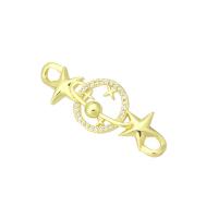 Cubic Zirconia Micro Pave Brass Connector gold color plated micro pave cubic zirconia & hollow Approx 3mm Sold By Lot