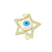 Cubic Zirconia Micro Pave Brass Connector Star gold color plated micro pave cubic zirconia & enamel & hollow Approx 1mm Sold By Lot