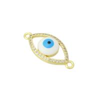 Cubic Zirconia Micro Pave Brass Connector Eye gold color plated micro pave cubic zirconia & enamel & hollow Approx 1mm Sold By Lot