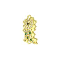 Cubic Zirconia Micro Pave Brass Connector, Dinosaur, gold color plated, micro pave cubic zirconia, 10x19x2mm, Hole:Approx 1mm, 10PCs/Lot, Sold By Lot