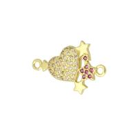 Cubic Zirconia Micro Pave Brass Connector, gold color plated, micro pave cubic zirconia, 21x16x2mm, Hole:Approx 1mm, 10PCs/Lot, Sold By Lot