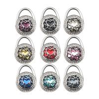 Foldable Handbag Bag Purse Table Hanger , Tibetan Style, portable & Collapsible & with rhinestone, more colors for choice, 65x45x15mm, Sold By PC